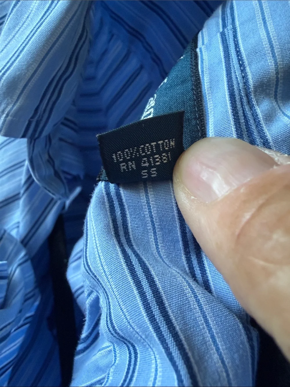 Polo by Ralph Lauren Light Blue and Navy Striped Button-Down Shirt 17.5 34/35